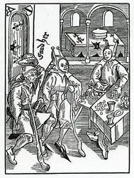 Di Avarizia o Cupidigia e prodigalità, illustrazione dalla traduzione inglese di Alexander Barclay di 